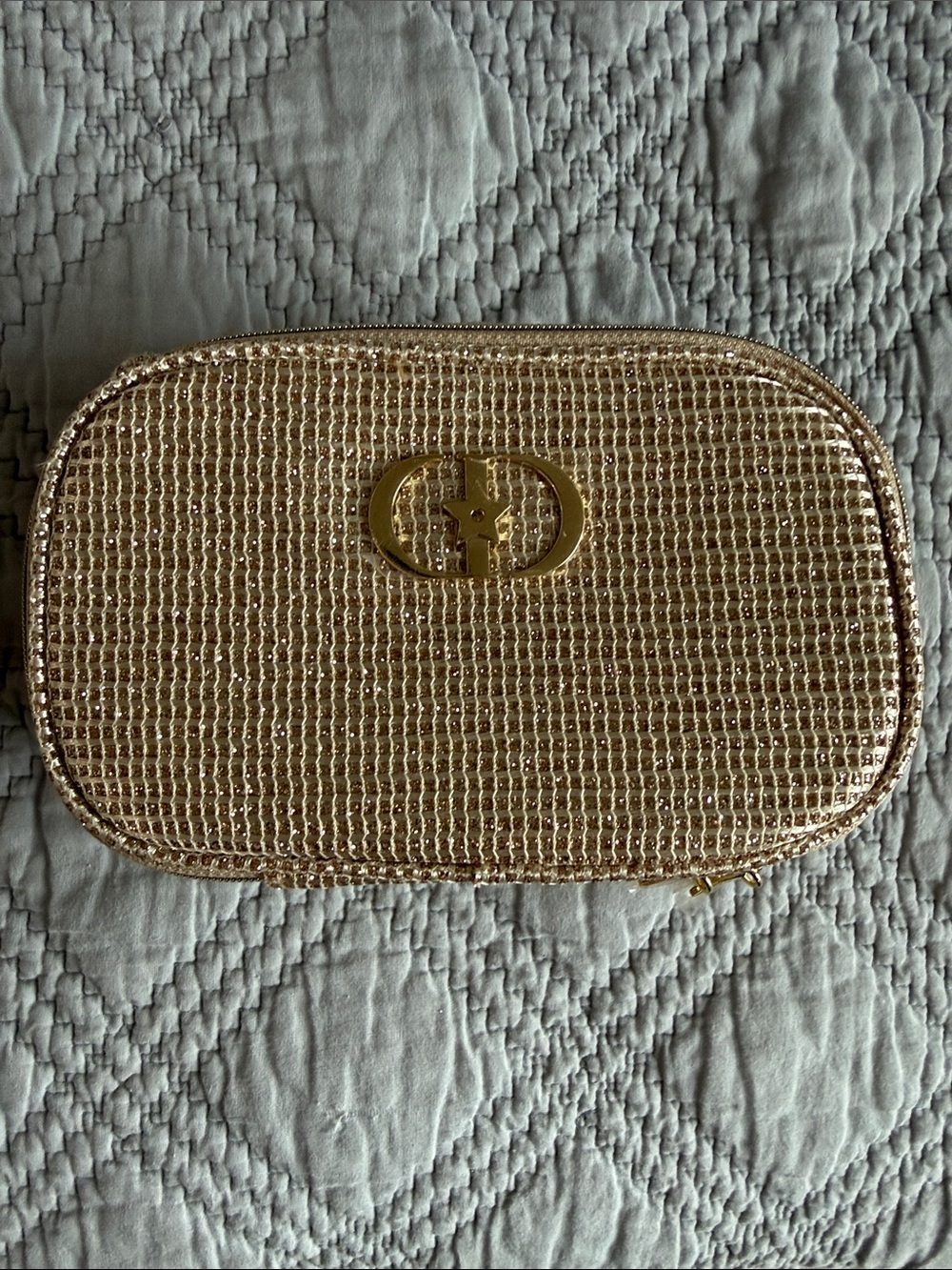 Dior Metallic Gold Woven Cosmetic Pouch